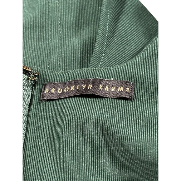 Dark Green Brooklyn Karma Ribbed Crop Top With Back Zipper Closure - Picture 6 of 8